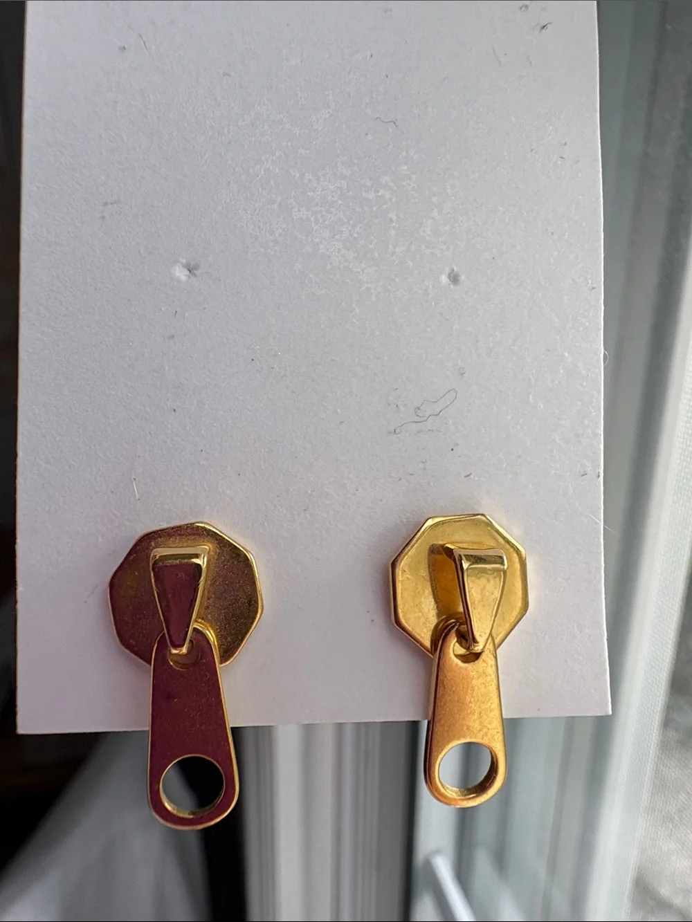 Gold-Tone Zipper Earrings Posts
